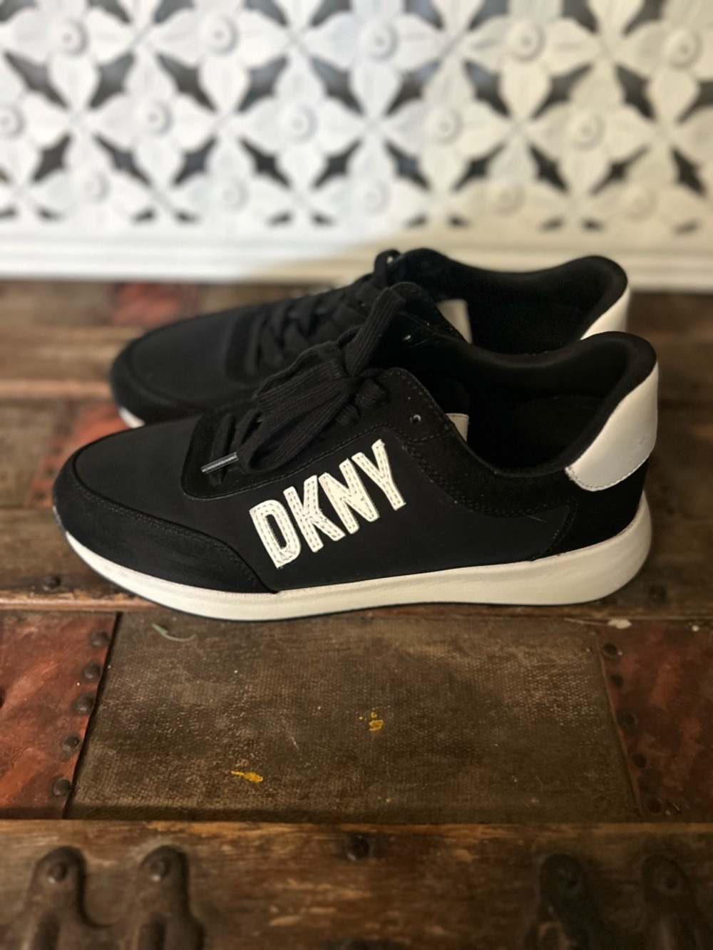DKNY Black and White Logo Kids Sneakers